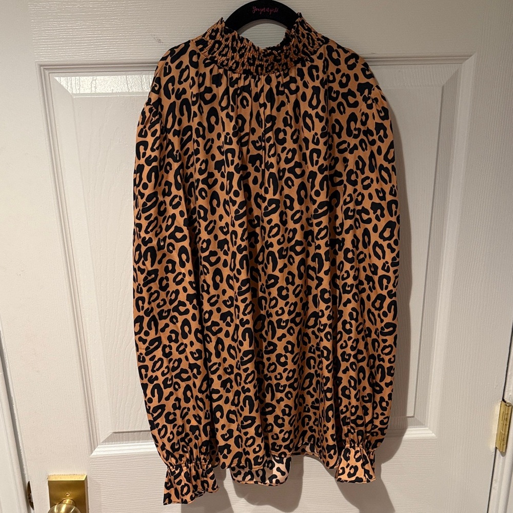Tucker Black and Tan Animal Print Blouse